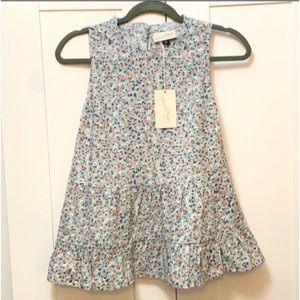 Micro Floral Pattern Ruffle Edge Sleeveless Top Sz Medium NEW!